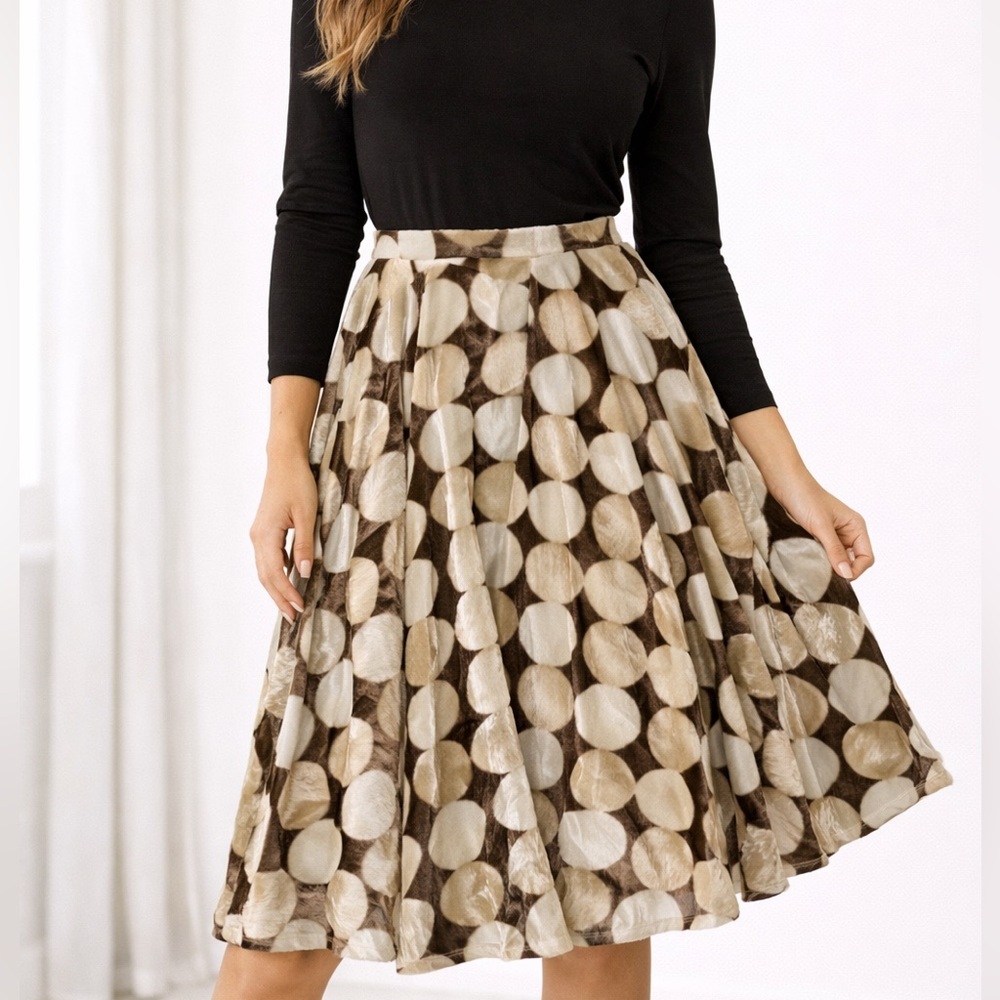 Vintage Chaus Velvet Skirt brown cream size 12P burn out